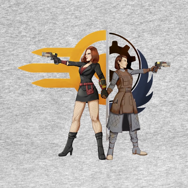 Beth & Odessa Hero Pose (with Logos) by Once Upon a Wasteland